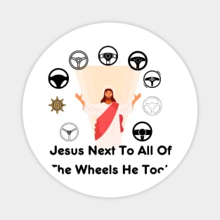 Jesus Took the Wheel Shirt - Funny Sarcastic Christian Tee, Ideal for Casual Outings & Faith-Based Gifts Magnet